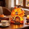 Piccola Luce Notturna Curativa Accesa Resina Zucca Casa Statuetta, Luce Notturna Capanna di Halloween, Forniture per Feste Festività Raccolta Autunnale Tavolo