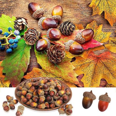 50 adet/takım Yanlış Meşe Palamudu Mini DIY Köpük Güzel Düğün Güz Tatil Masa Dekorasyon Yapay Doğal Fındık Parti için