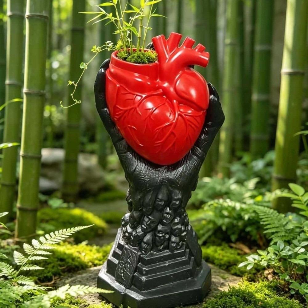 Gothic Style Heart-shaped Vase Heart-shaped Creative Resin Vase Table Decoration Nordic Style Flower Pot Home Decor