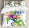 Palm Leaves Comforter Cover Duvet Cover Tropical Leaves Bedding Set Quilt Cover for Men Women, White 3 Pcs Queen King Size