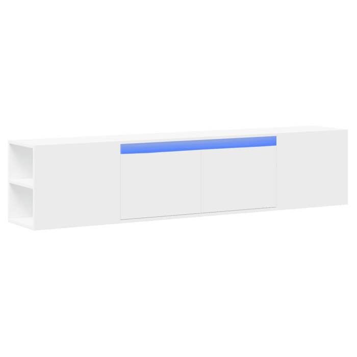 VidaXL Meuble TV mural avec LED blanc 180x31x39,5 cm, meuble TV flottant, meuble multimédia mural, unité TV murale, armoire 3307954