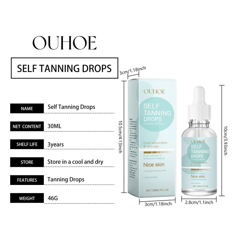Self Tanning Drops Bronzing Fake Tan Serum Indoor Sunbeds Dark Tanning Accelerator Sunburn Skin Repair Sunless Tanner Drops 30Ml
