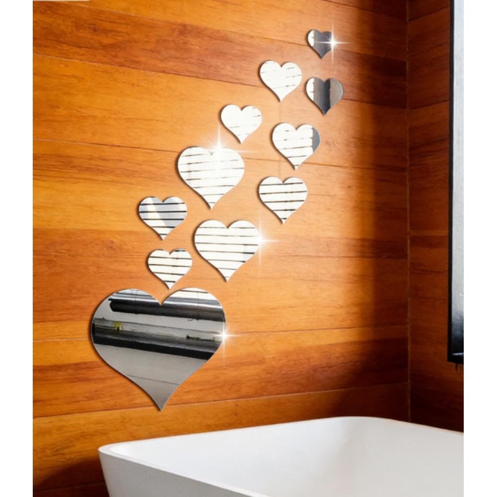Adesivo da Parete Specchio a Forma di Cuore in PVC Autoadesivo per Decorazione Casa Elegante Adatto per Soggiorno Camera da Letto e Studio