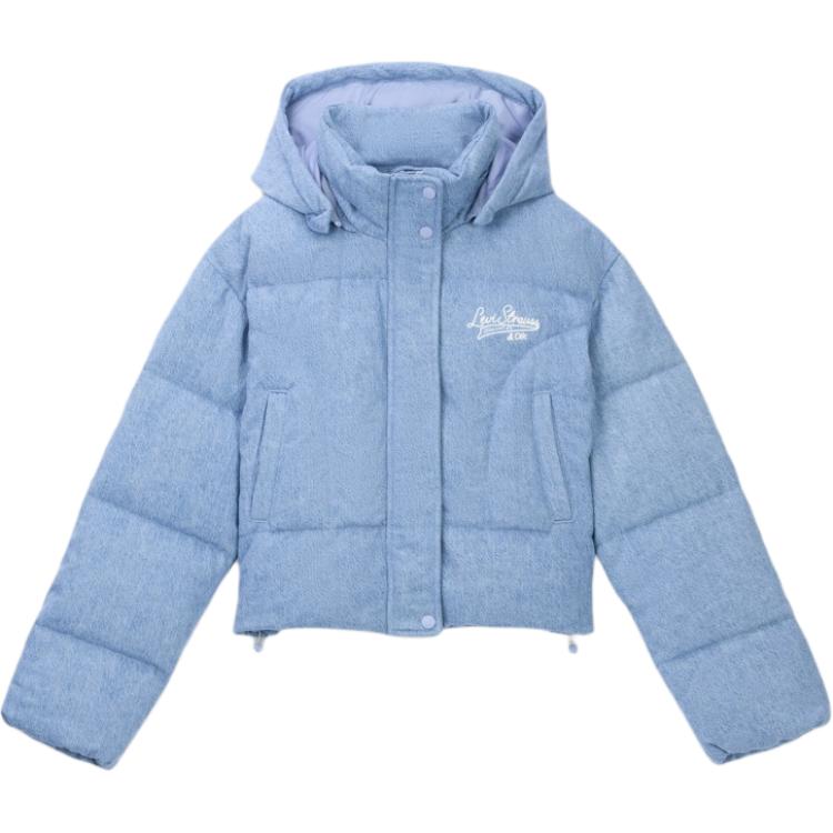 

Levis FW24 Performance Warm Fleece Series Съемный капюшон Вышивка Молния Длинный рукав Пуховик Женская куртка Светло-голубой 001CB-0002 XS