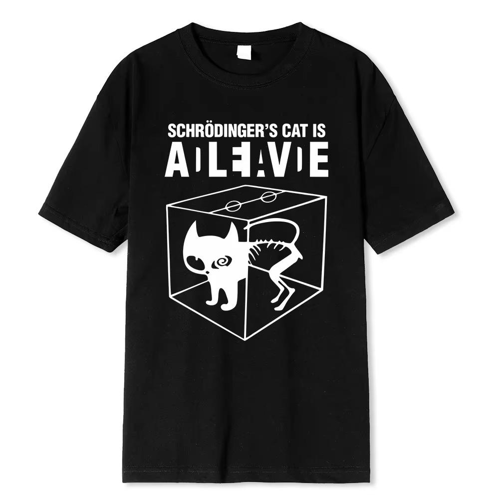 T-skjorte herre topp kvalitet 100 % bomull Schrodingers kattetrykk Kortermet herre T-skjorte Uformell The Big Bang Theory T-skjorte for kvinner