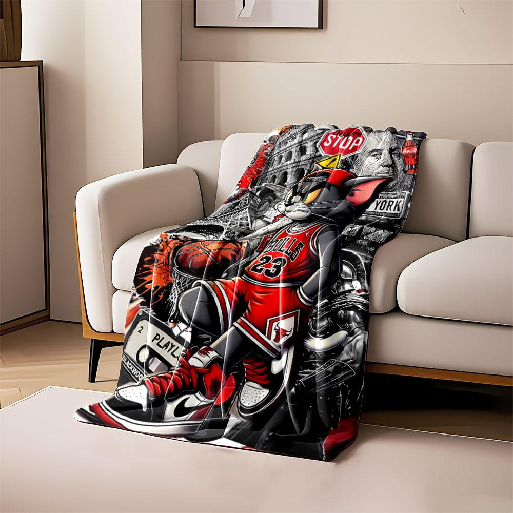 

Collage of urban culture icons, sports, landmarks, and animation. for all seasons blanket lunch break throw gift 80cm x 120cm