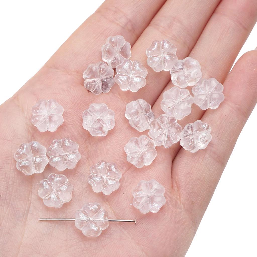 20 adet/torba 10mm cam çiçek boncuk Charm ara parça boncuk küpe kolye DIY takı yapımı