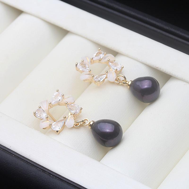 

New 925 Silver Natural Pearl Earrings Woman,Wedding Cultured Freshwater Pearl Earring White Black Anniversary Gift