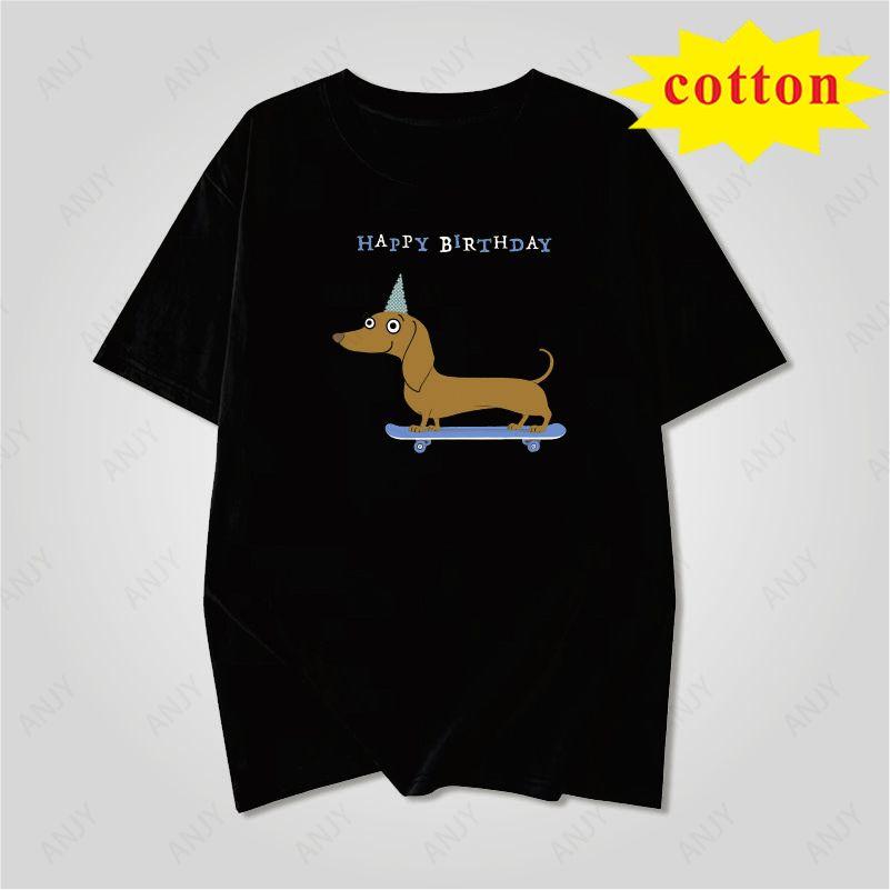 Fun Skateboarding Sausage Dog Printed Short Sleeved Tshirt With Funny Dog Pattern Unisex Casual Top