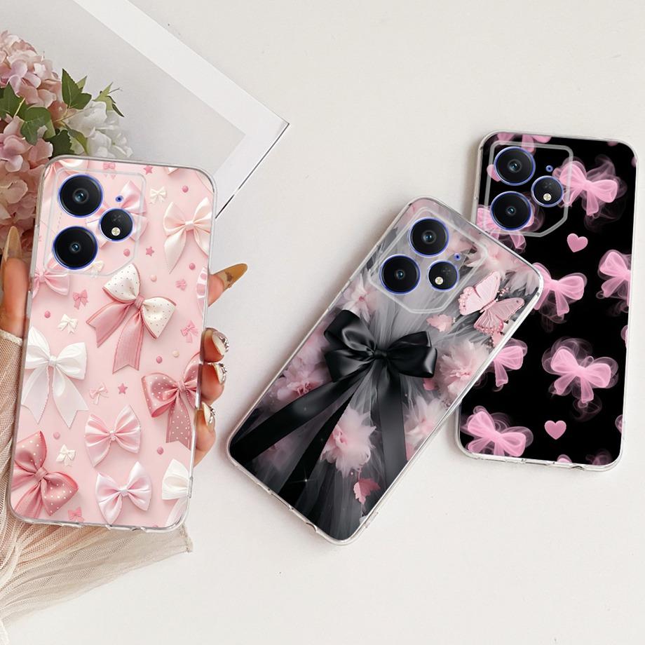 Etui na telefon Realme Neo7 Turbo Neo 7 Miękkie Przezroczyste Silikonowe Funda Wzór Kwiatowy Motyl Kokardka Smok Loong Tylna Pokrywa RMX5060