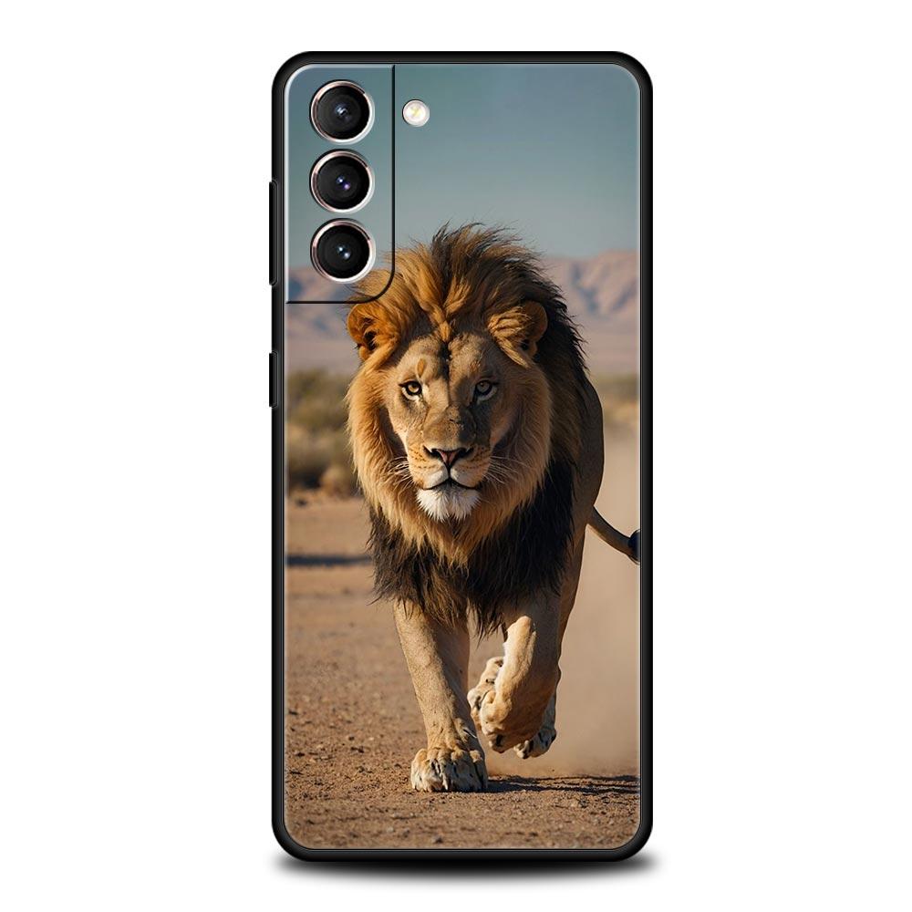 Lion King Animal Phone Case For Samsung Galaxy S26 Ultra S25 Plus S24 FE S23 S22 5G S21 S20 Cover Black Soft