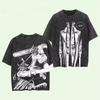 Anime Chainsaw Man Denji Pochita Printed Tshirt Mens and Womens Washed Tshirt High Quality Vintage Cotton Tshirt Tops