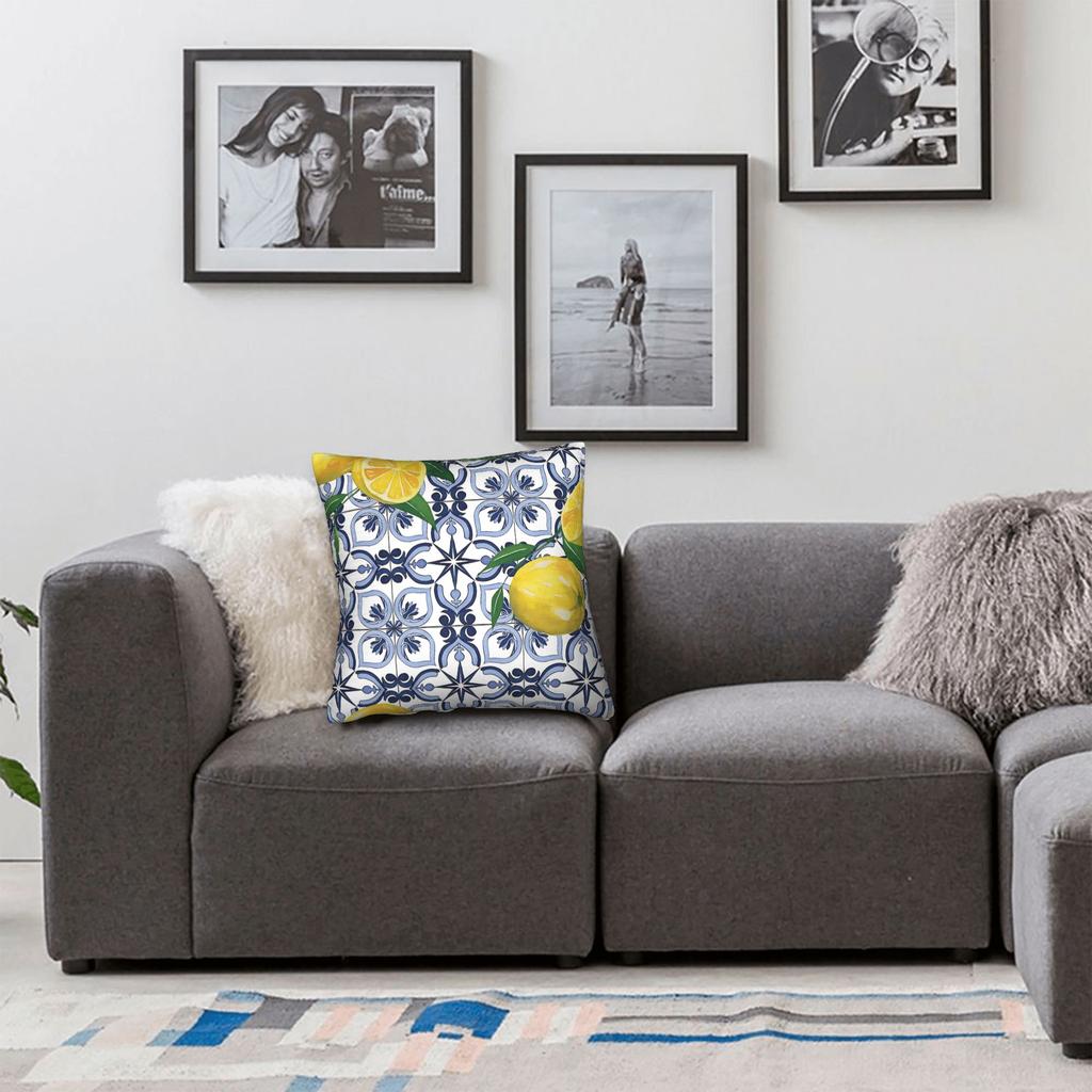 Lemon and Blue Pattern Pillow Cover Comfy Cushion Cover Fashion Pillow Case For Living Room Bed Chair