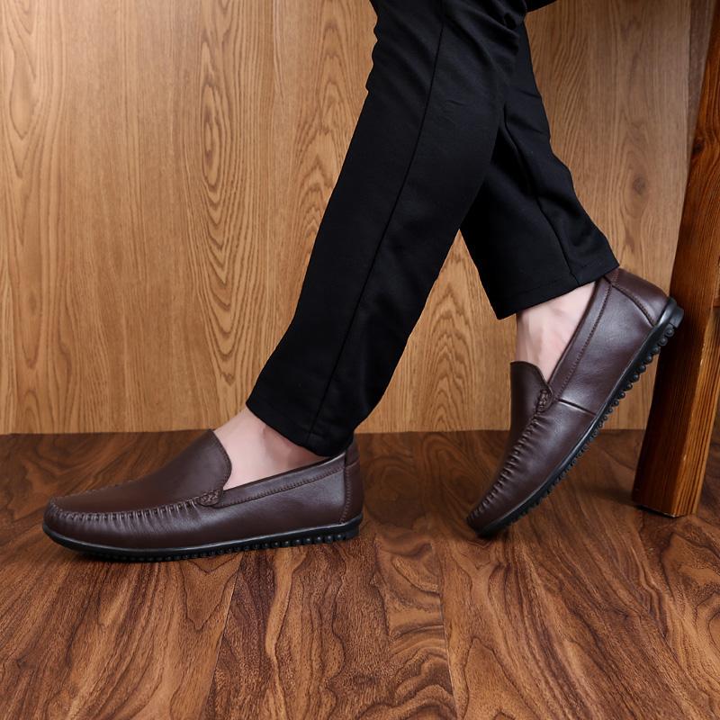 Fashion Leather Men's All-match Loafers Slip-On Comfortable Walking Shoes Classic Business Casual Shoes for Men Soft Luxury Brand Flats