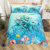 3D Octopus Sea Turtle Duvet Cover Retro Sailboat Crab Reptile Bedding Set Marine Mediterranean Style Jellyfish Comforter Cover