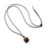 Autumn and Winter Retro Heart-shaped Square Leopard Print Pendant Necklace Long Black Rope Sweater Chain