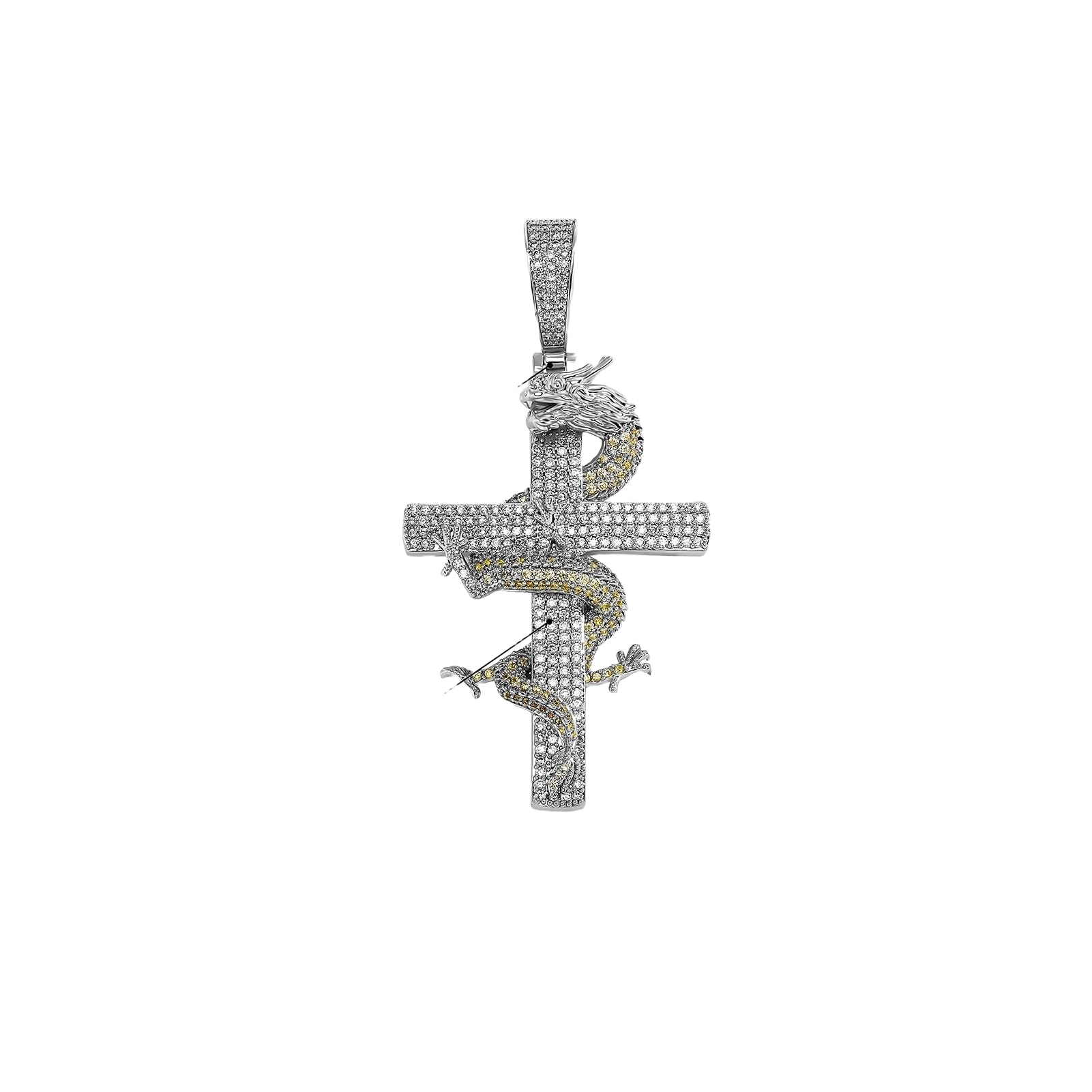 

Rockyu Men s Cross Dragon Pendant Necklace with Chain, Hip Hop Style, Zirconia and Silver, Dragon Cross Design, Streetwear Fashion, Christmas Gift