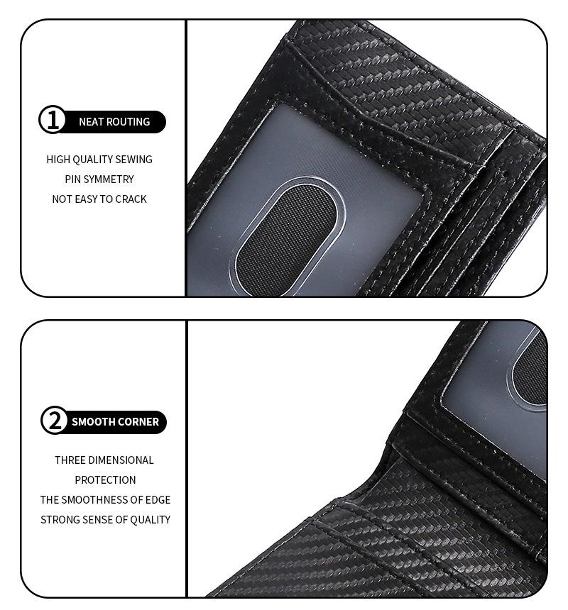 Men's Carbon Fiber Genuine Leather AirTag Wallet with RFID Protection