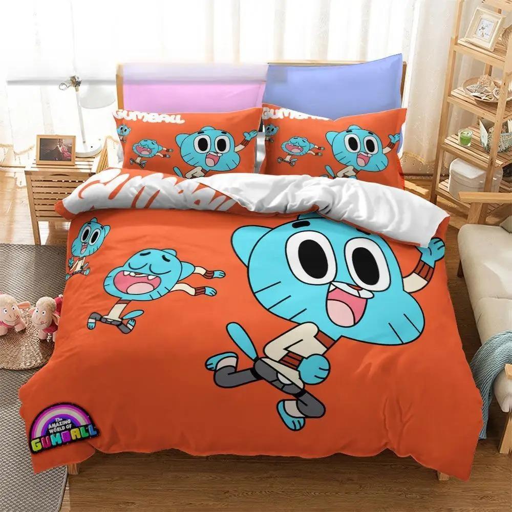 For Bedroom Home Textile - Anime Amazing World Gumball 3D Printed Bedding Set Darwin Anais Duvet Cover King Queen Full Twin Size