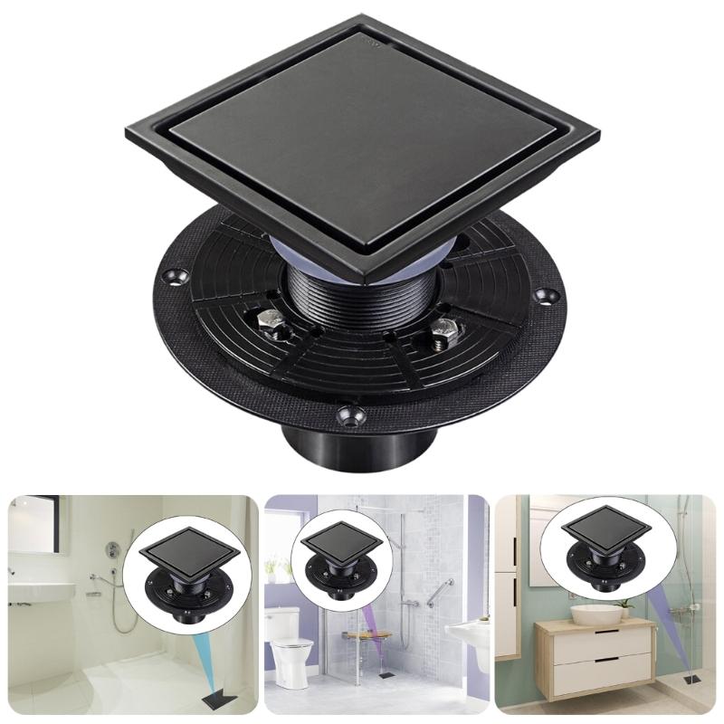 Modern Square Floor Drain for Bathroom 4 Inch Floor Drain Contemporary 4 Inch Square Shower Drain Quick Installation