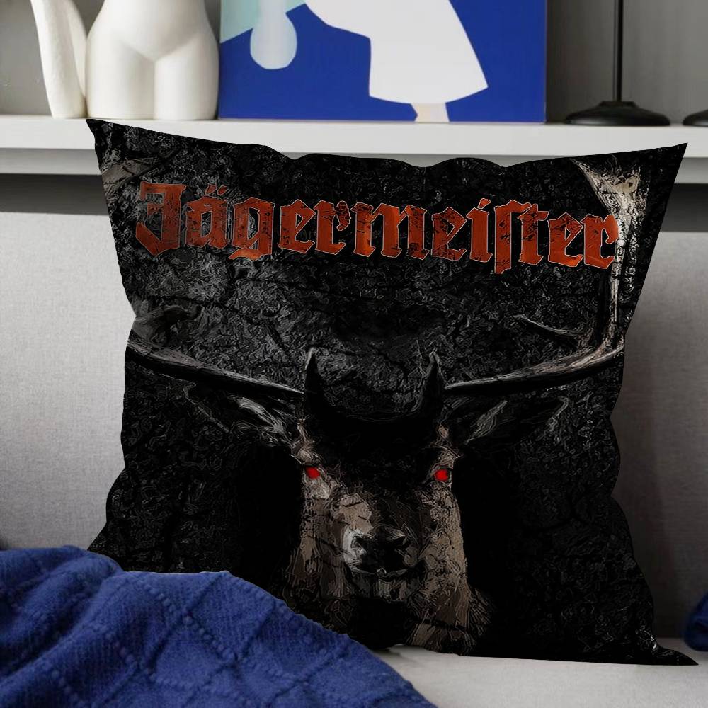 Classic Jagermeister Tin Sign Bar Pub Cushion Cover Decorative Pillow Sofa Home Decor Case Pillow Cases