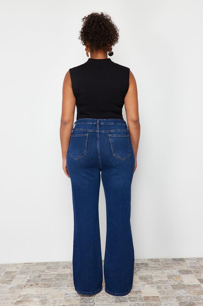 Women's Style Plus Size Light Blue Flare Fit Denim Jeans with Stitching Detail