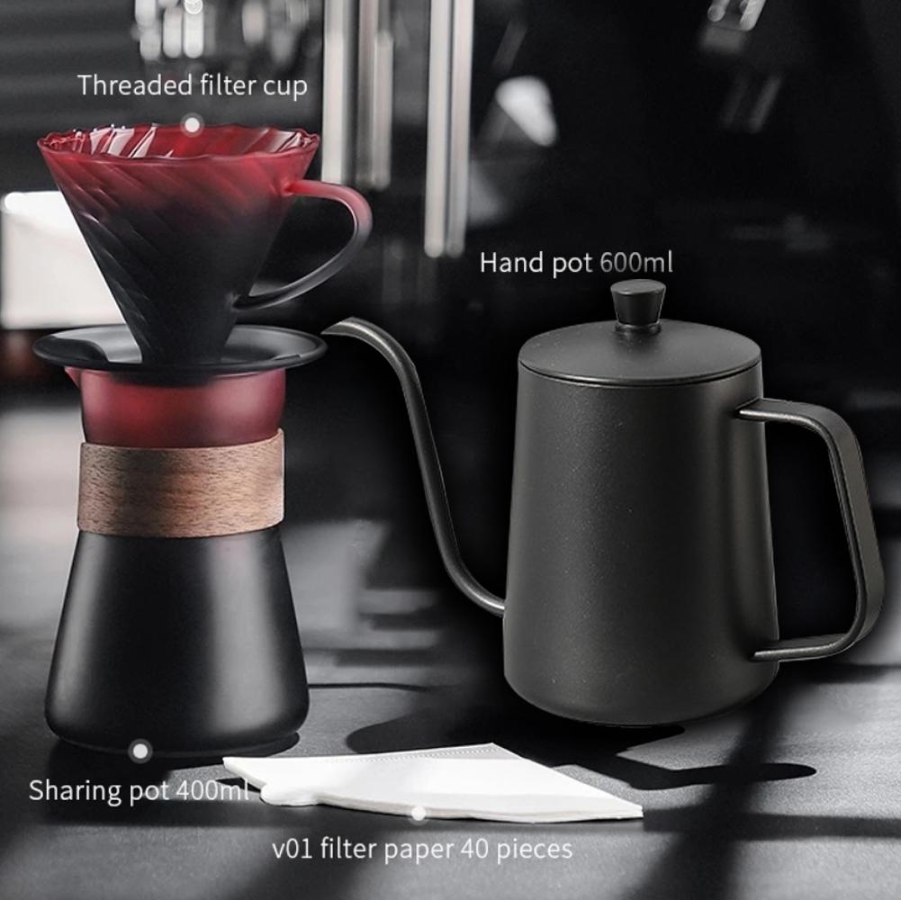 Hand Brewed Coffee Maker Coffee Filter Sharing Pot Set Borosilicate Glass Dripper Set Coffee Server with V02 Coffee Filter