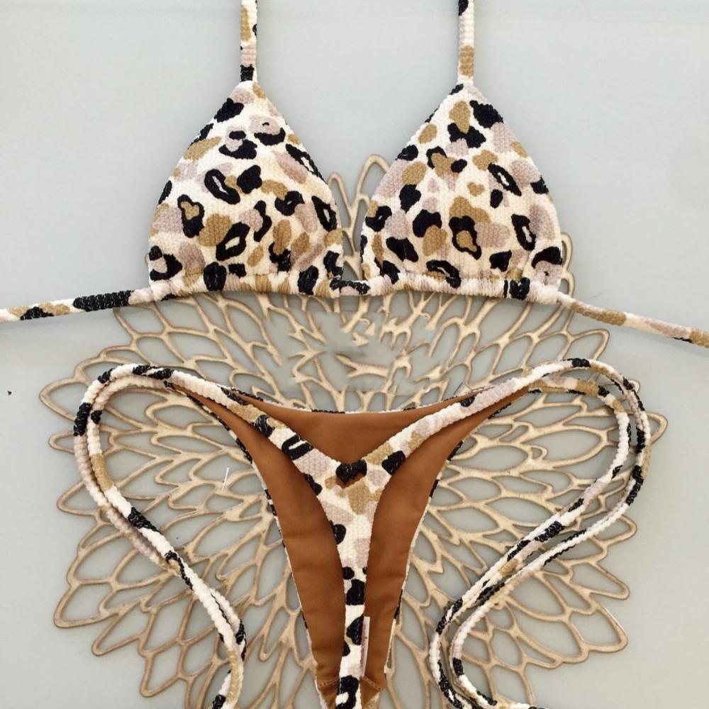 Swimwear Women Cute  Cherry Print Brazilian Thong Bikini Set Sexy Thong Swimsuit Two Pieces Bathing Suit Women  Beach Wear
