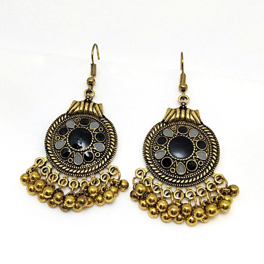 

Ретро Этнический Стиль Серьги с Кисточками и Металлическими Шариками для Женщин чёрный