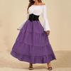 Women's Fashion Retro Maxi Dress Trumpet Sleeve Waist Dress
