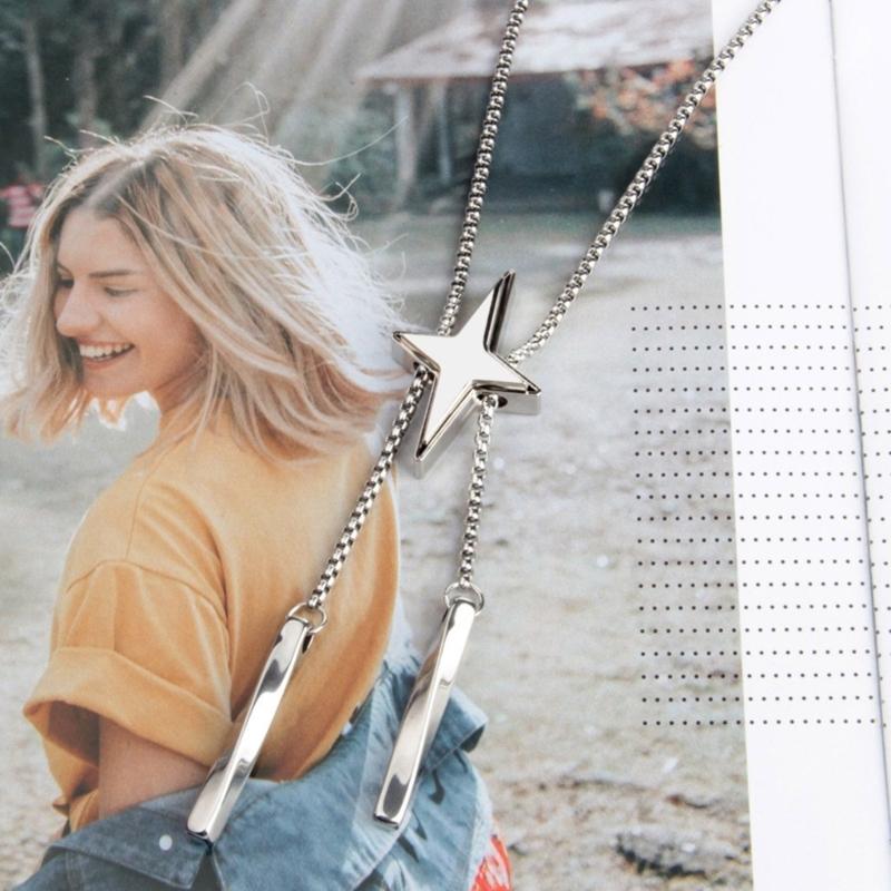 Blingbling Star Bolo Tie Pendant Necklace Clavicle Chain Gifts for Girls Present Lariat Bolo Tie Clavicle Chain
