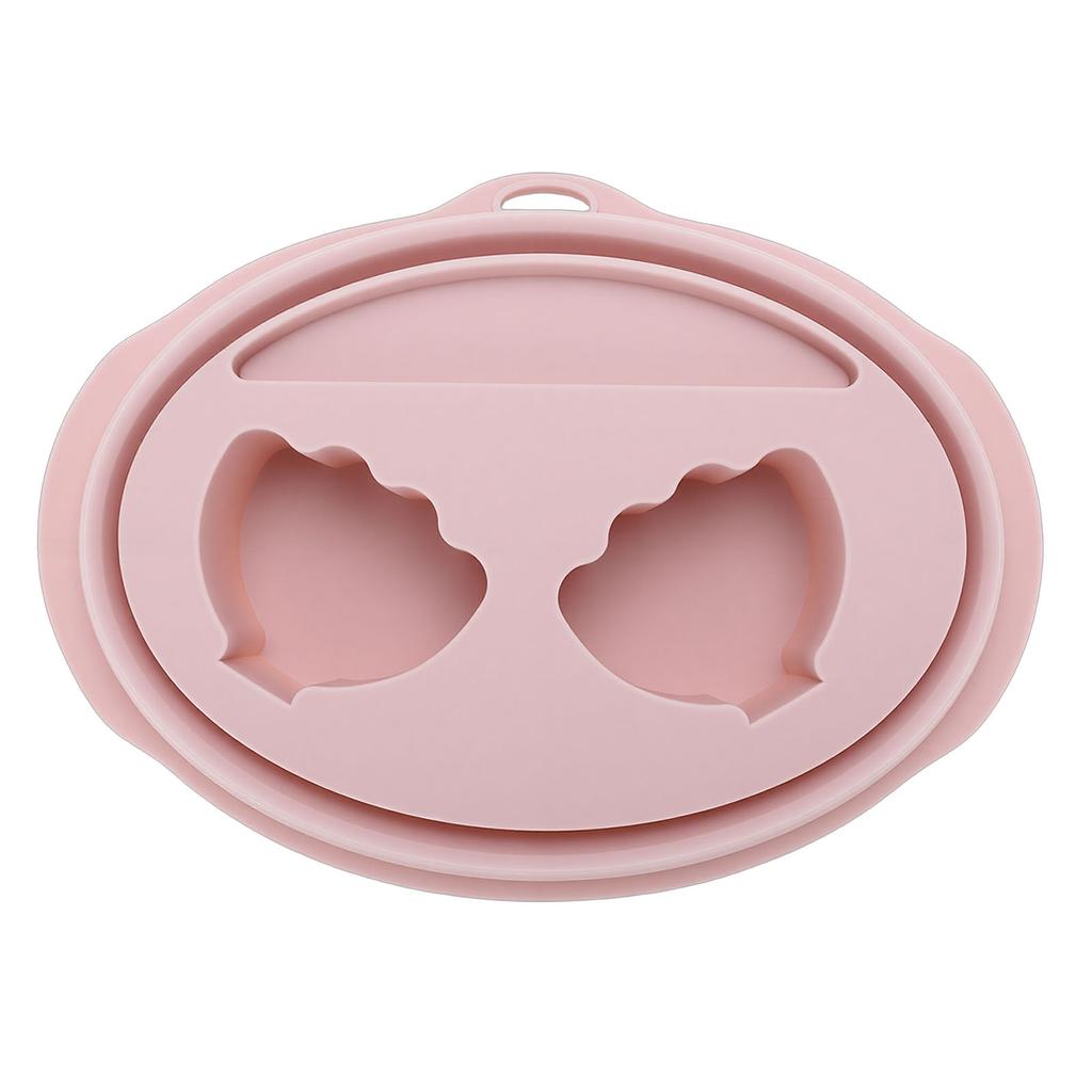 Silicone Dual Nail Soaking Bowl Nail Polish Dip Powder Remover Manicure Bowl with Tool Slot Pink