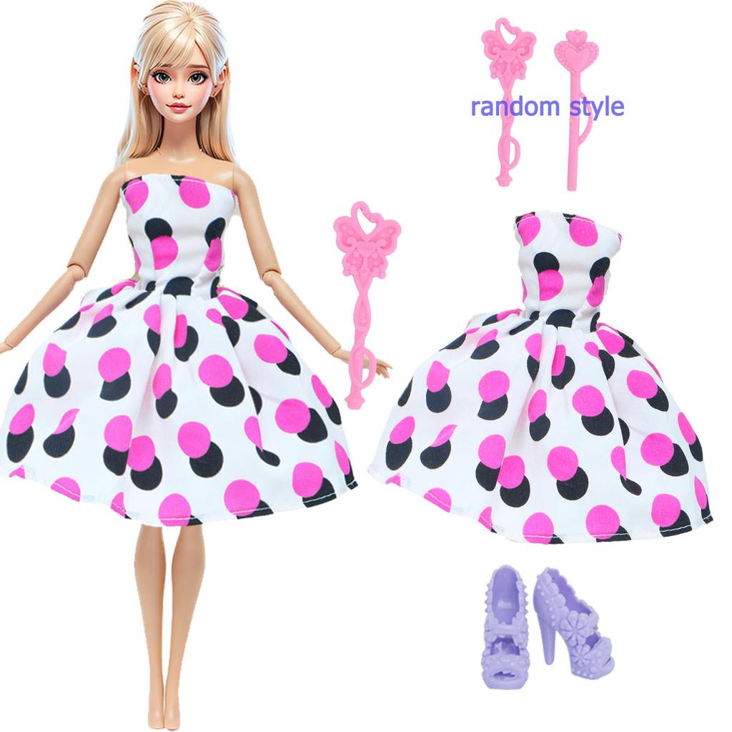 Fashion Doll Dress and Accessories for 30cm Doll 11.5'' Girl Doll Mini Gown with Cute Crown Handbag Shoes Boots Kids Toy Gift