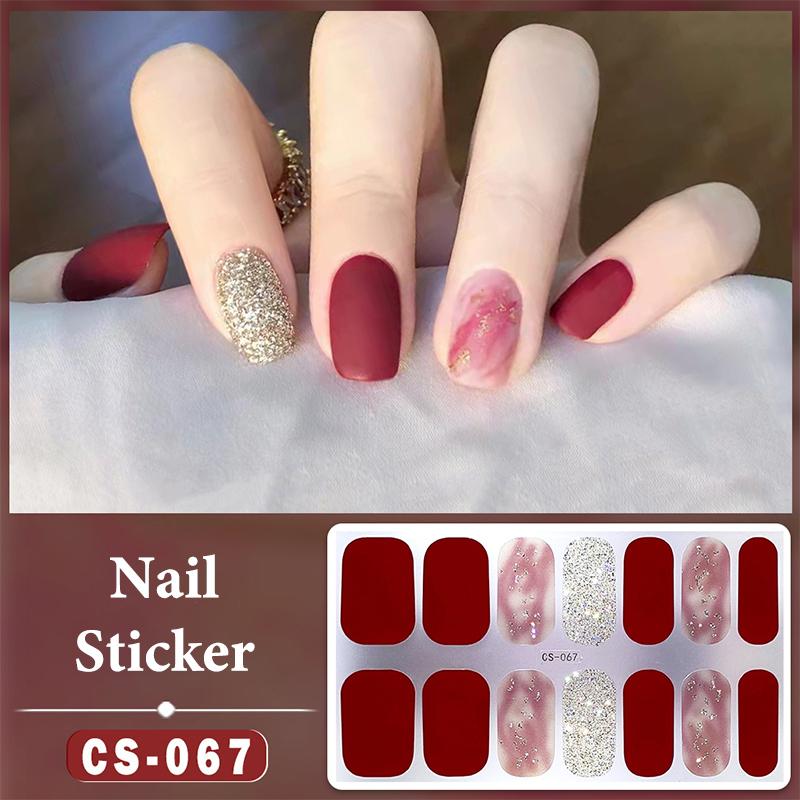 14 Nails Simple Waterproof Nail Wraps Full Cover Nail Stickers Firm And Not Easy To Fall Off Multi Color Nail Art For Women'S D