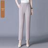 Women's Lightweight Ice Silk High-Waist Casual Pants for Summer - Mid to Elderly, Loose Fit, Nine-Length