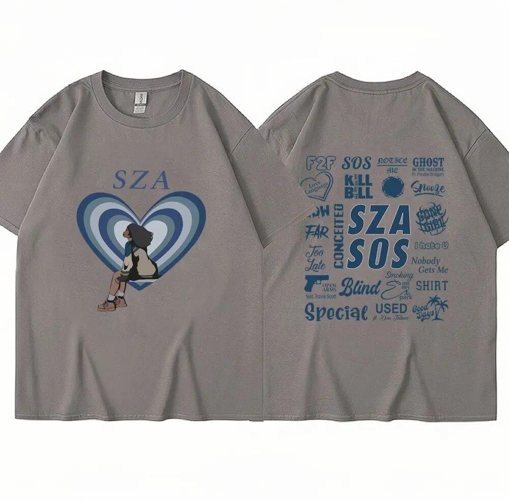 SZA New Music Album SOS Tshirt Unisex Women Oversized Fashion T Shirts Hip Hop Harajuku Casual Cotton Summer T-Shirt Streetwear Y2K