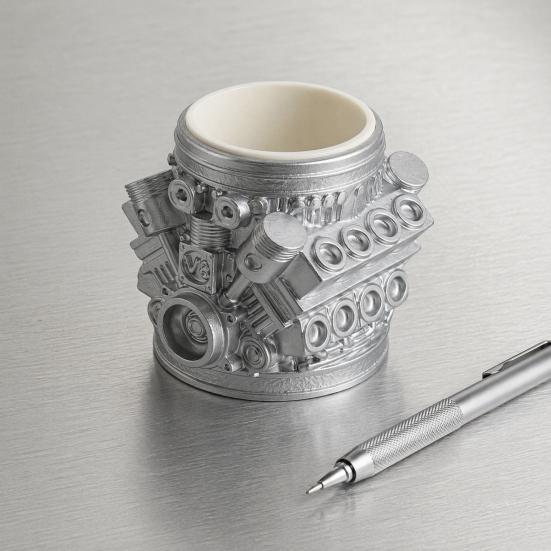 huaqianguhh Engine Model Pen Pencil Holder, Creative Desk Organizer for Home Office, Desktop Stationery Storage Gift Car Enthusiasts Mechanics
