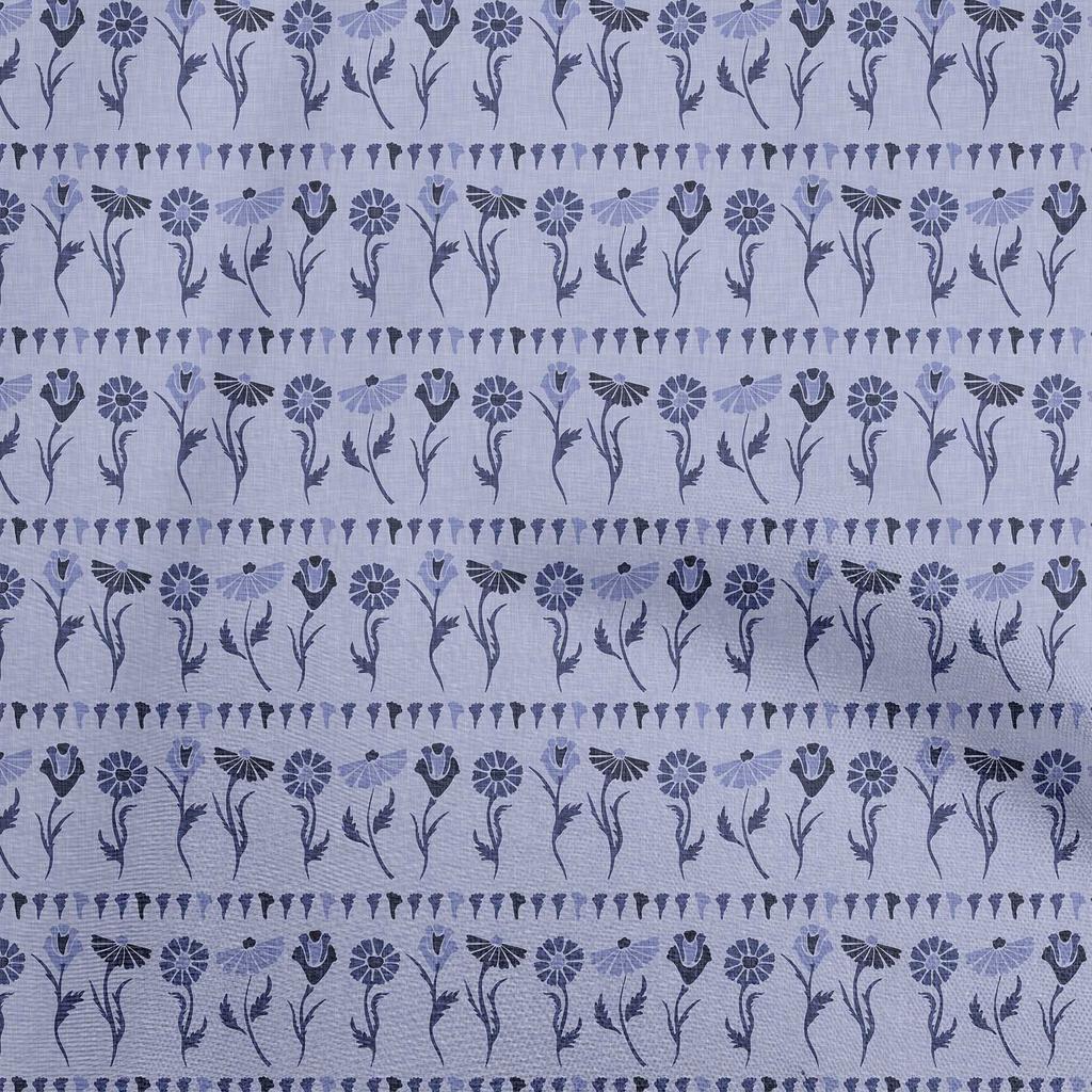 oneOone Cotton Flex Dark Blue Fabric Block Sewing Material Print Fabric By The Yard 40 Inch