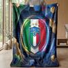 Italy Football Printed Flannel Blanket Skin Friendly Warm Decorative Throw for Indoor Couch Bed Daily Use