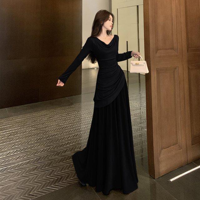 Elegantes Patchwork-Netz-Strickkleid in Übergröße für Damen - Frühling/Herbst