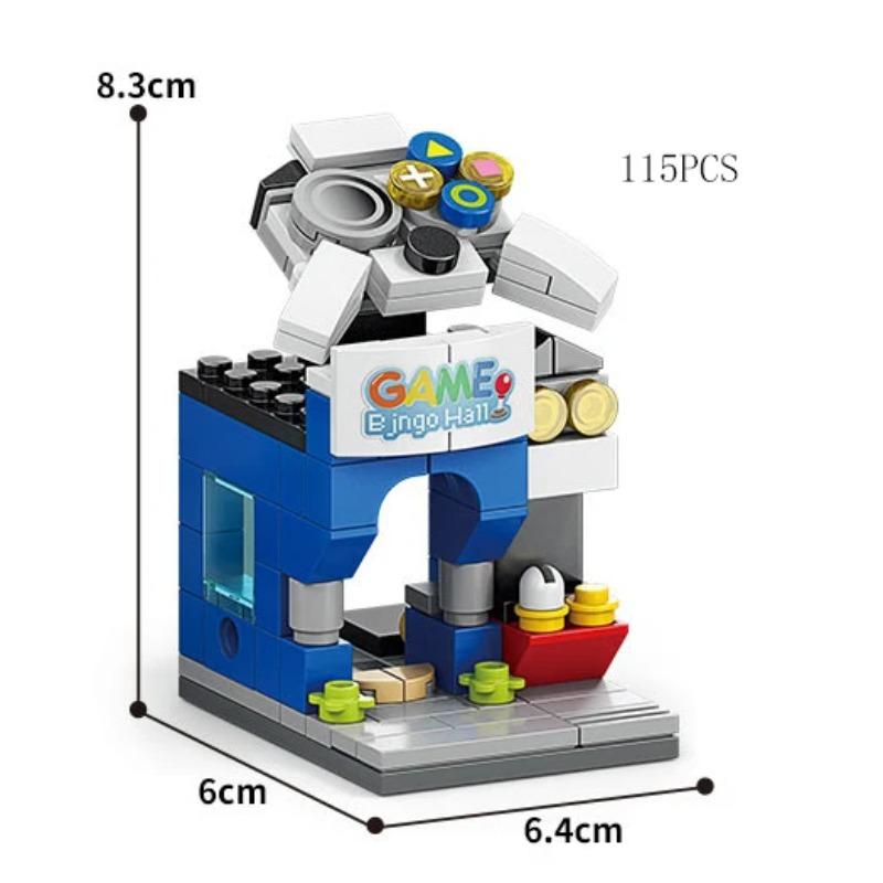 City Mini Shop Supermarket Street View Model Building Blocks Hamburger Restaurant Retail Store Bricks Architecture Friend Girl