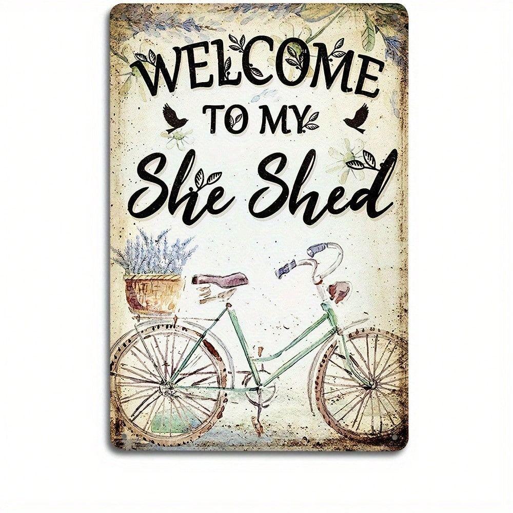 

Vintage Metal Wall Sign for Garden Shed,Welcome Retro Tin Poster Home Decor