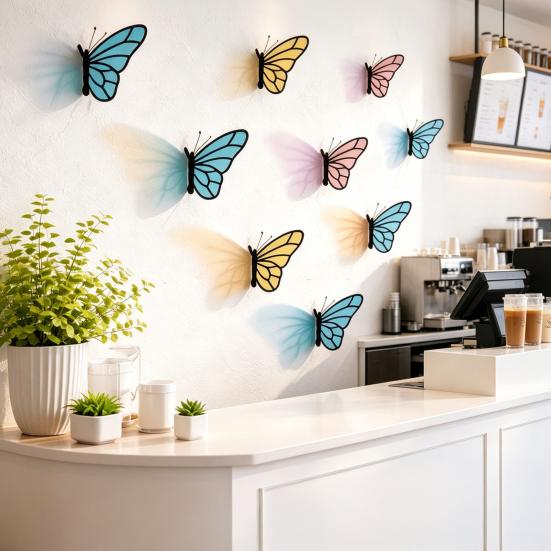 Decorazione da Parete Farfalla in Acrilico 3D Effetto Vetro Colorato Farfalla Decorativa a Mezza Ala Cattura Sole per Esterno Interno Giardino Patio Recinzione Decorazione Murale