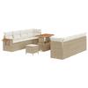 Ensemble de Canapés de Jardin de 11 pièces avec Coussins Beige Poly Rattan Acacia, Ensemble de Salle à Manger de Jardin de 3 3365101