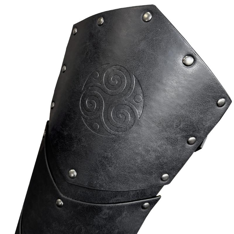 Medieval Faux Leather Leg Guards Vintage Studded Leg Gaiters with Adjustable Straps for Cosplay and LARP Enthusiasts