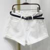 Women's High-Waisted Korean Style Denim Shorts with Rolled Hem