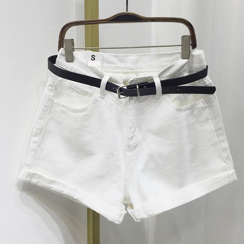 Women's High-Waisted Korean Style Denim Shorts with Rolled Hem