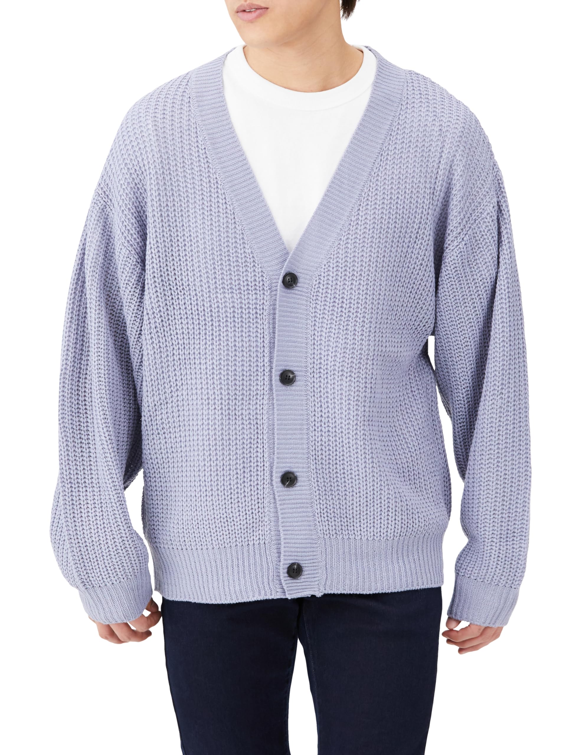 

Мужской кардиган в рубчик, 50472, светло-голубой