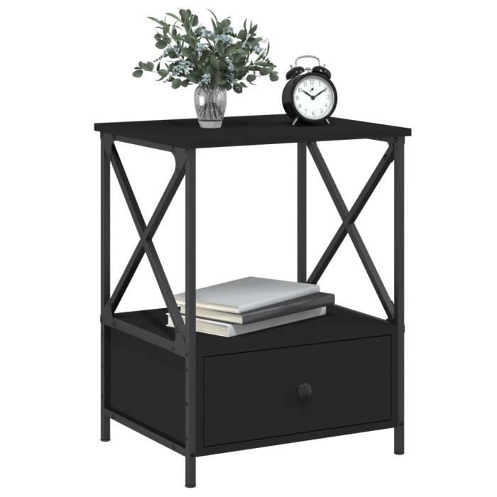 VidaXL Tables de chevet 2 pcs noir 50x41x65 cm bois d’ingénierie 826084
