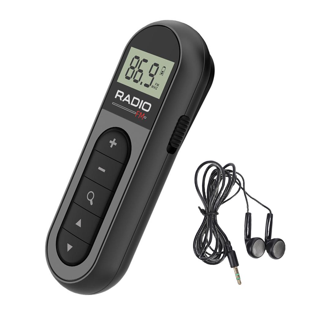 FM Radio Rechargeable Portable   Transistor Radio with LCD Screen Headphone and Belt Clip for Jogging Walking